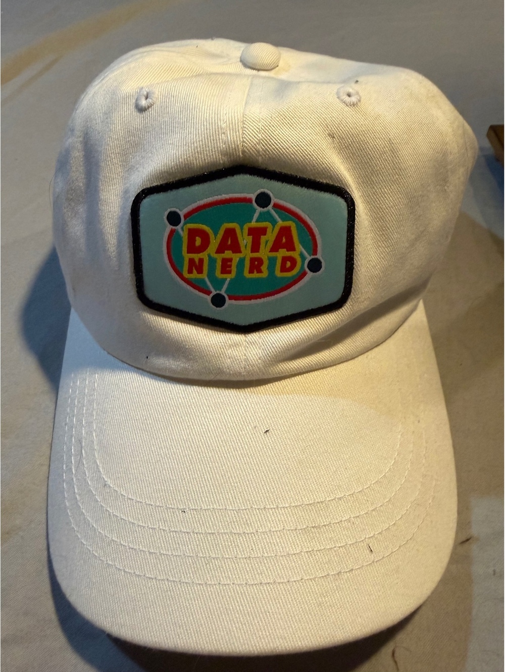 Yupoong The Classics White Cotton Baseball Cap with Data Nerd Patch